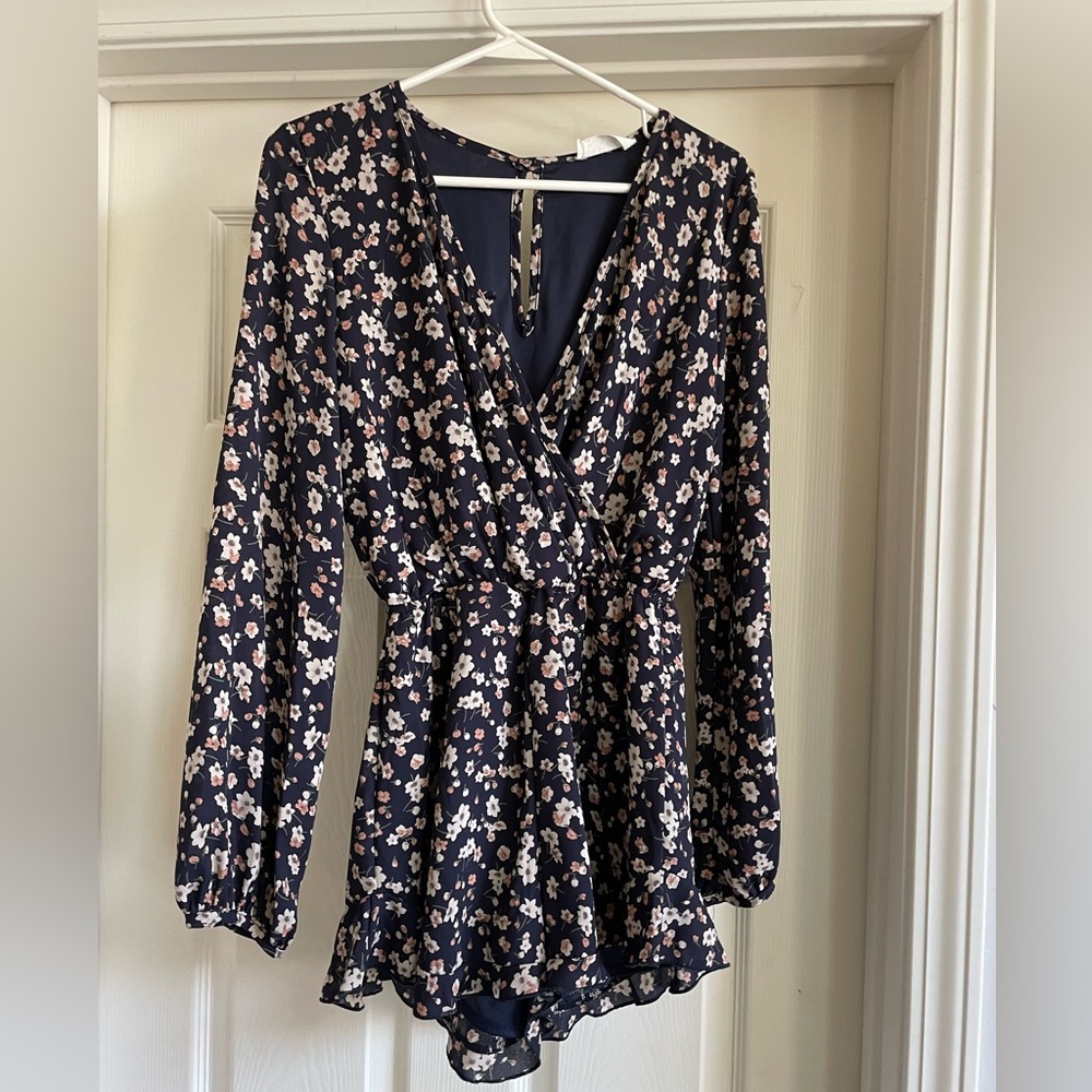 Long sleeve floral romper